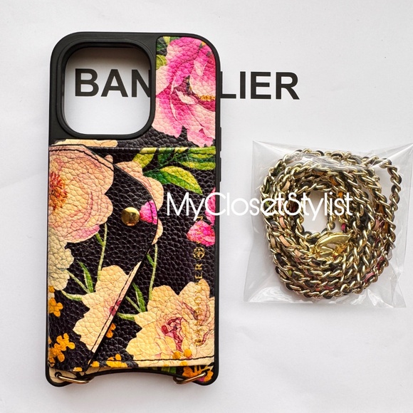 BANDOLIER 14 PRO Rare NEW! Floral Wallet Crossbody Chain Case Limited Edition!! - Picture 1 of 7